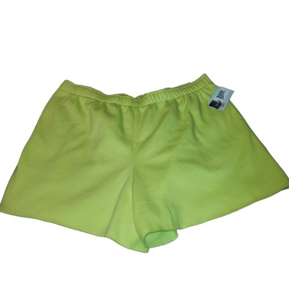 Dsg mid rise boyfriend Fleece lime green shorts neon